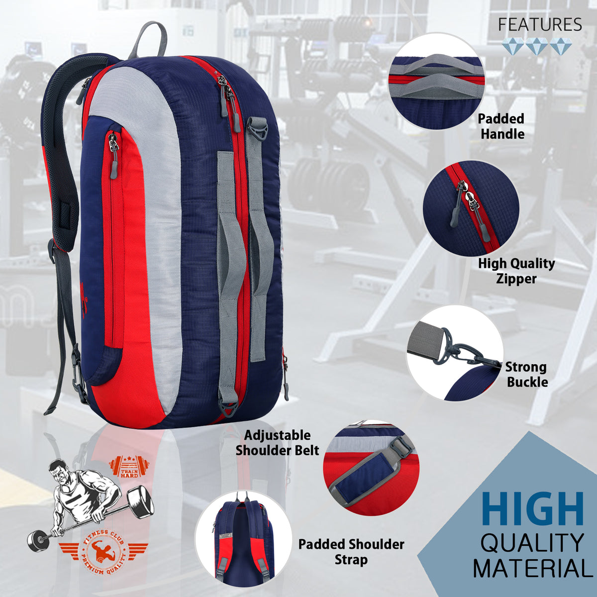 3-in-1 Gym Duffel Backpack with Detachable Shoulder Strap | Lightweight Sports & Travel Bag