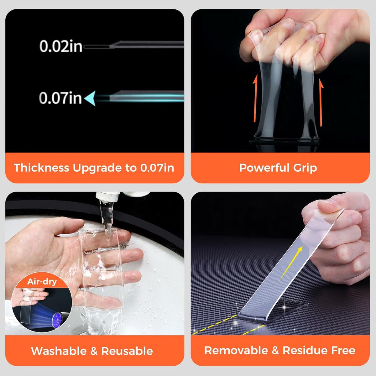 Double Sided Tape – Clear, Washable, Reusable & Removable | Strong Grip Multipurpose Adhesive Tape (PACK OF 2)