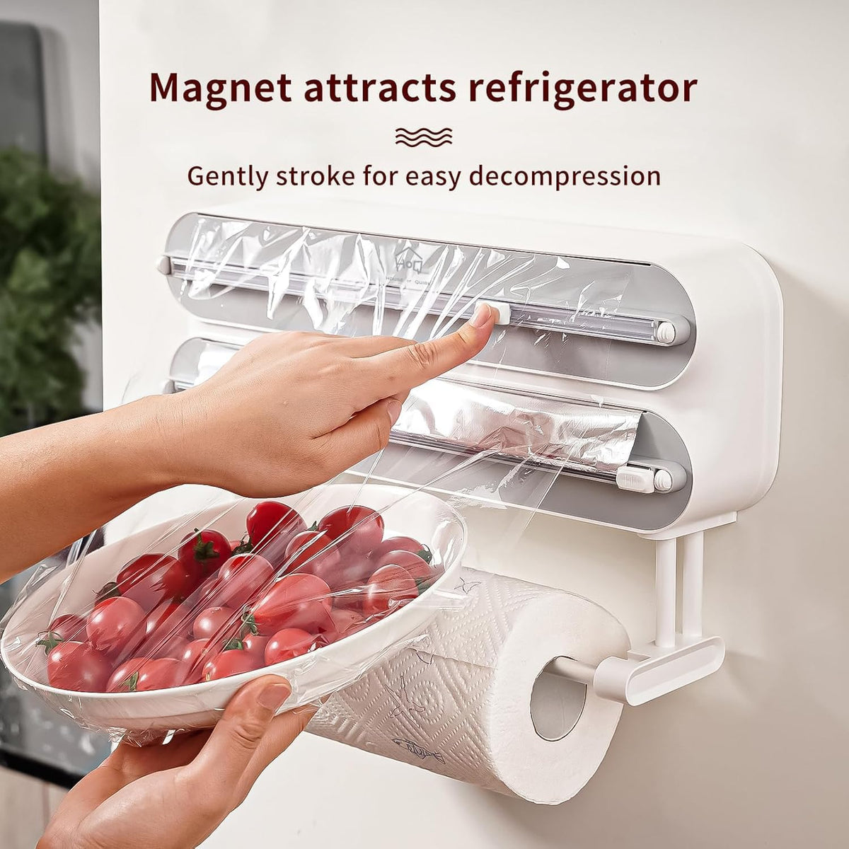 House of Quirk 3-in-1 Kitchen Wrap Dispenser – Cling Film, Aluminium Foil & Paper Towel Holder with Slide Cutter (Wall Mounted)