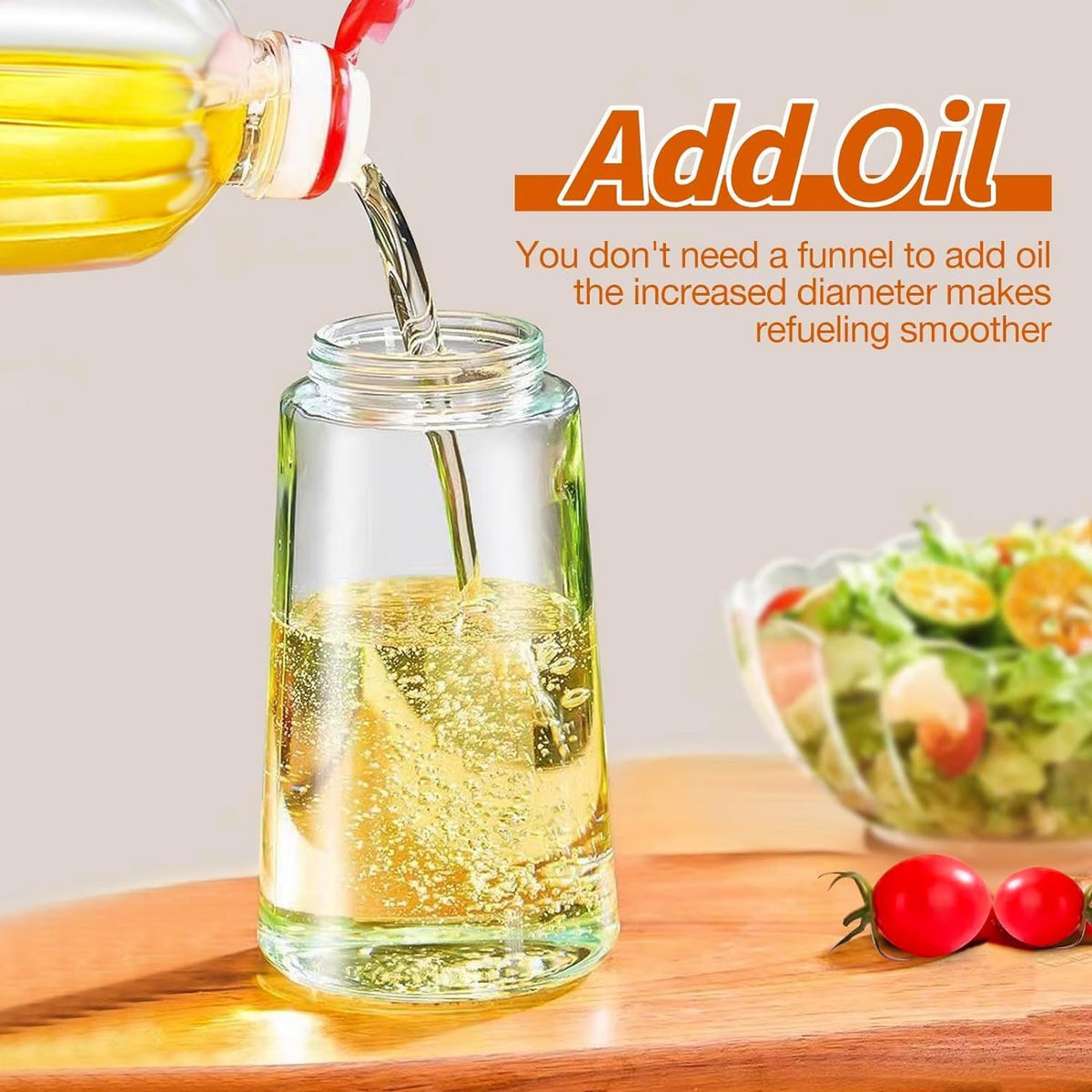 2-in-1 Glass Oil Sprayer & Dispenser Bottle, 500ml – Leak-Proof Cooking Oil Bottle with Handle
