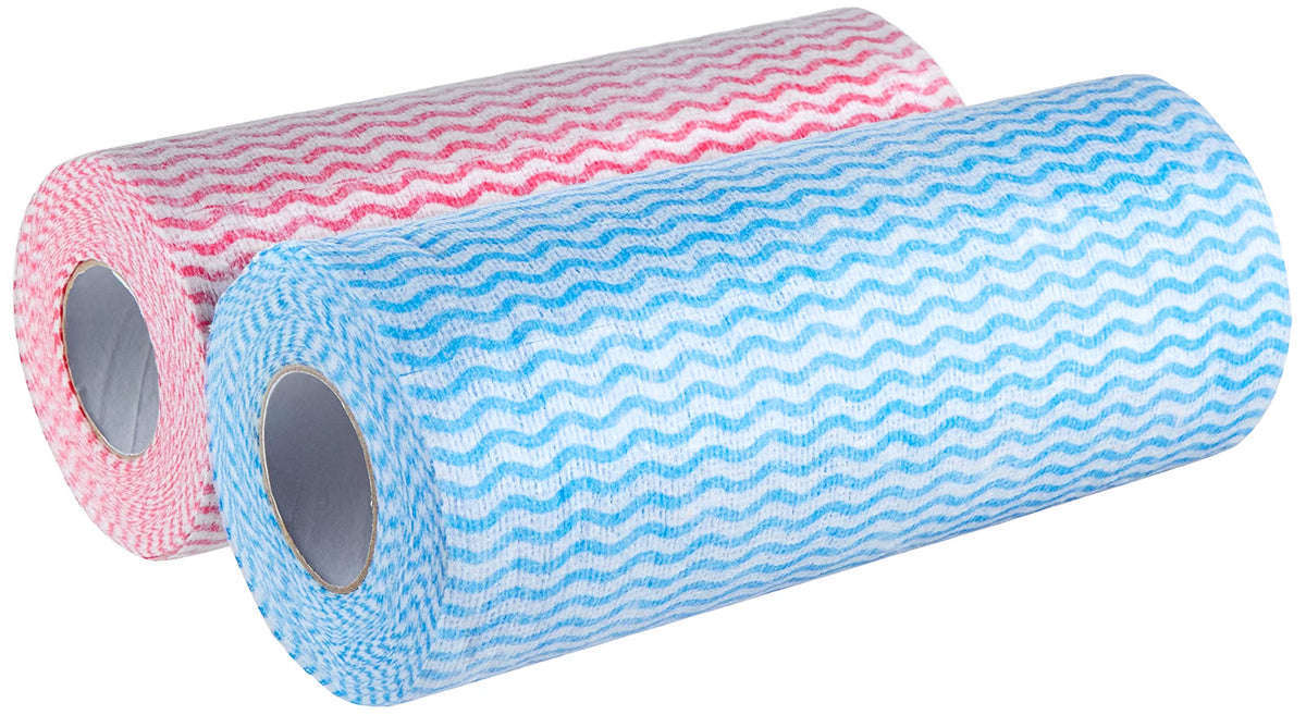 Non-Woven Kitchen Towel Roll – 80 Sheets, Highly Absorbent, Washable & Reusable | Pink & Blue (Pack of 2)