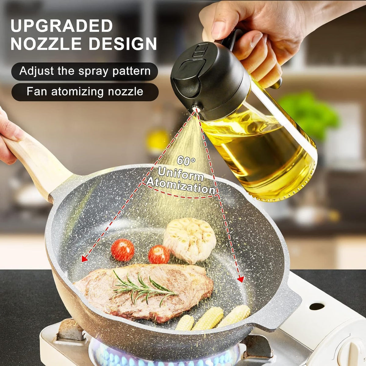 2-in-1 Glass Oil Sprayer & Dispenser Bottle, 500ml – Leak-Proof Cooking Oil Bottle with Handle