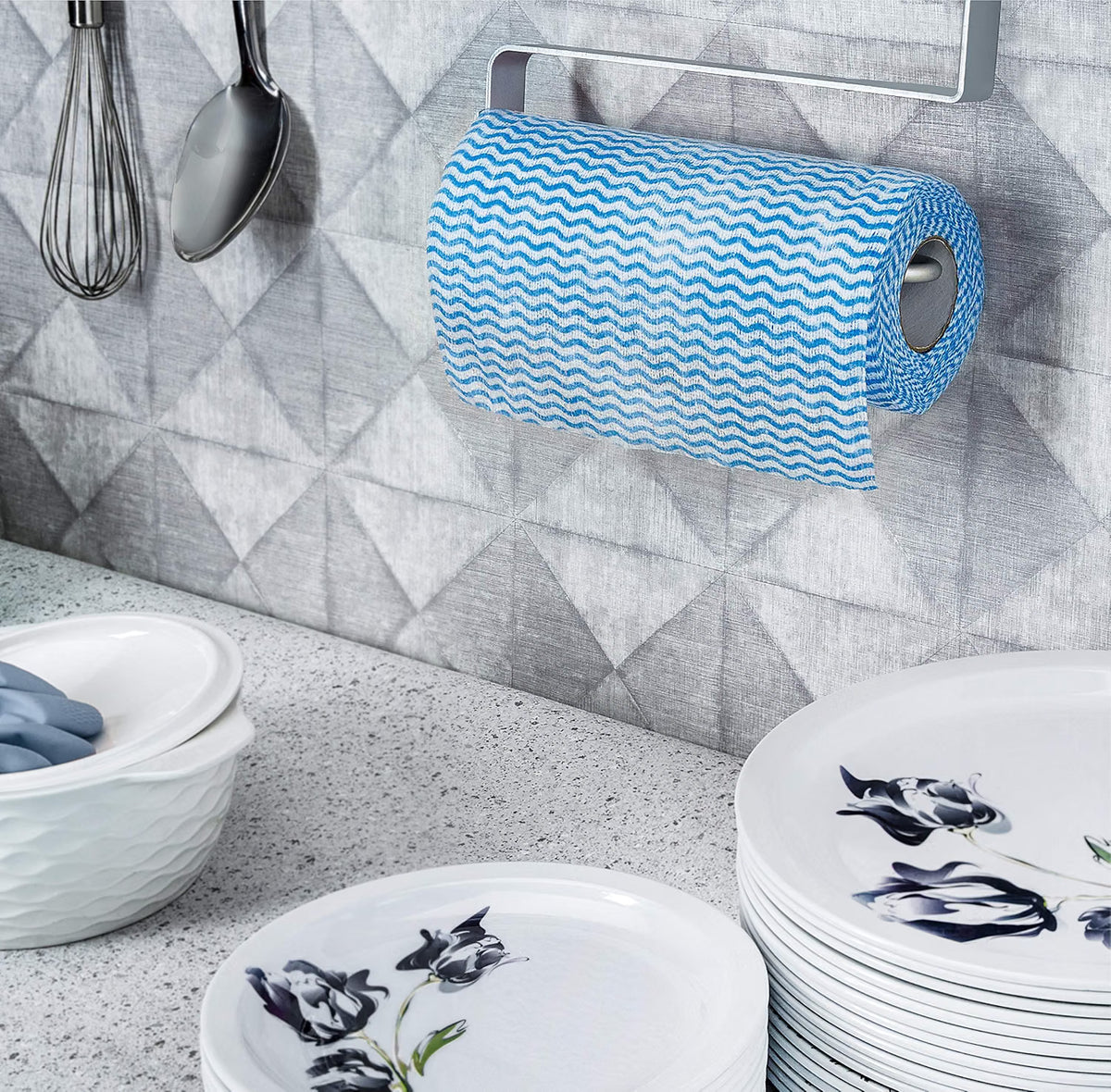 Non-Woven Kitchen Towel Roll – 80 Sheets, Highly Absorbent, Washable & Reusable | Pink & Blue (Pack of 2)