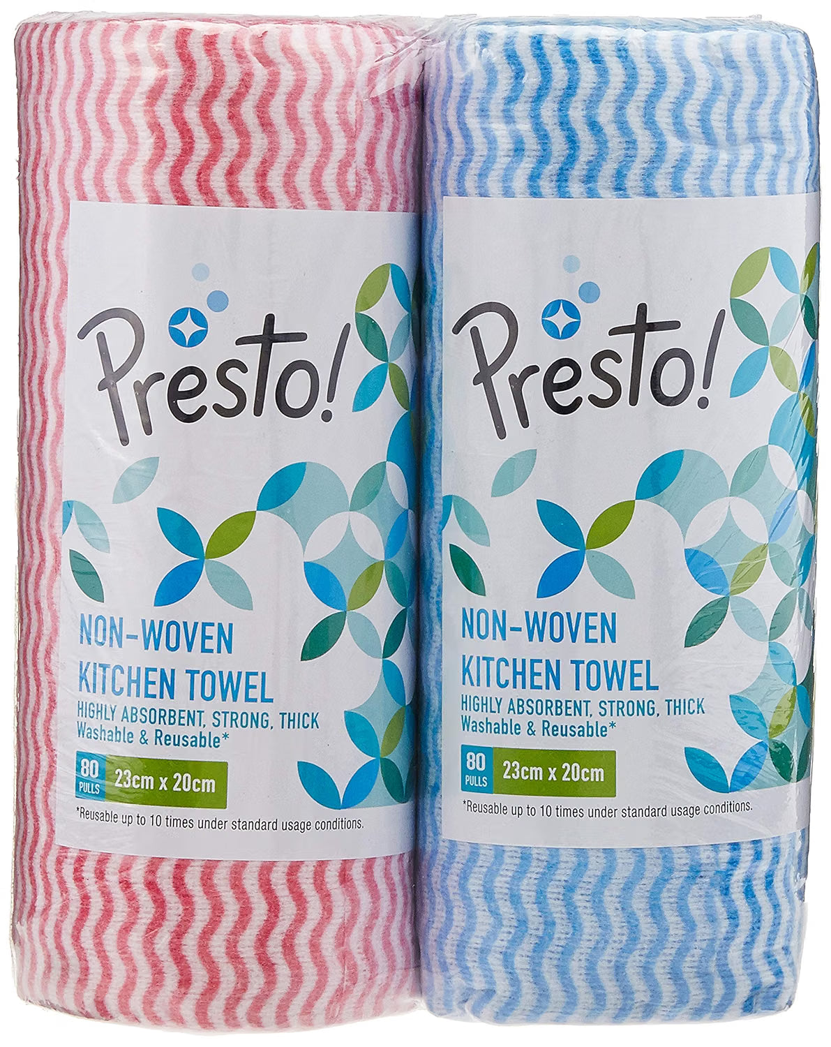 Non-Woven Kitchen Towel Roll – 80 Sheets, Highly Absorbent, Washable & Reusable | Pink & Blue (Pack of 2)